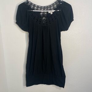 Grane Black Blouse with Intricate Lace back Detail